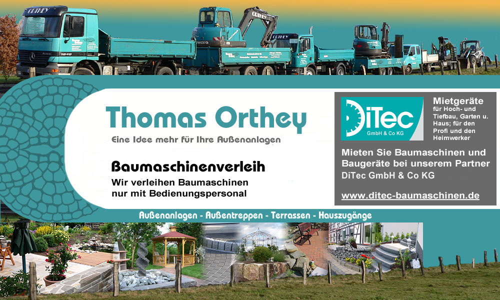 Baumaschinenverleih und Baumaschinenvermietung im Westerwald - Thomas Orthey Hattert / Westerwald